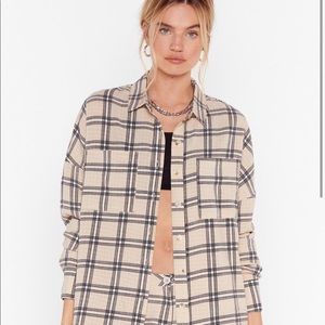 Nasty Gal Oversized Longline Check Shirt